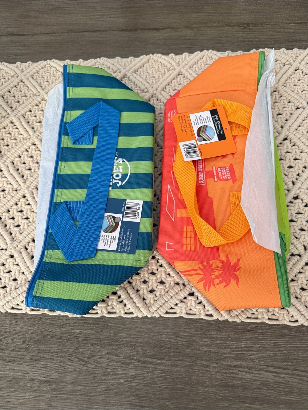 Trader Joe's - Lunch Tote Duo in Blue, Green & Orange